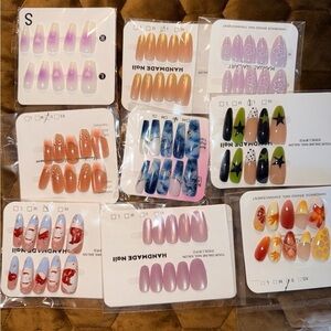 Press on Nails bundle or 9 size small Colorful Handmade Nail Set Collection